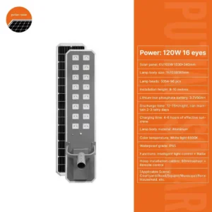 Putian Solar All In One Solar Street Light 120W 16 Eyes