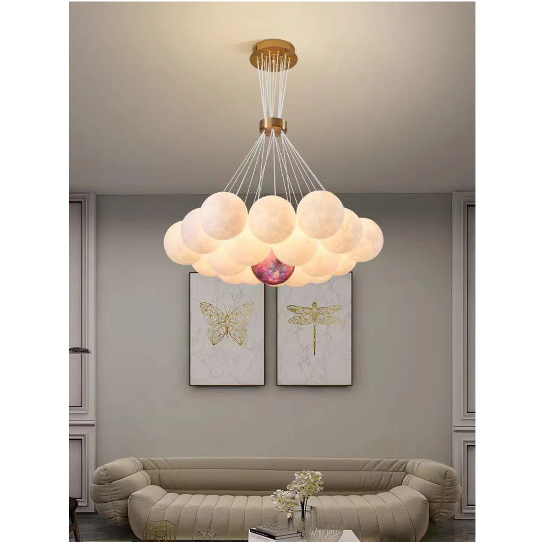 Modern Hanging Glass Cluster Bubble Chandelier Light