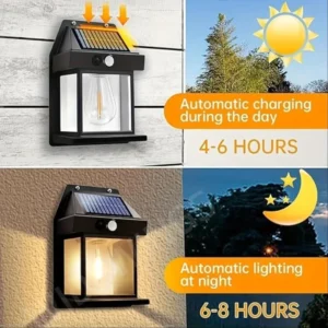 Solar Wall Lights Outdoor, with 3 Modes & Motion Sensor, Waterproof Exterior Lighting